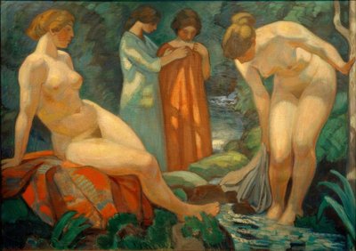 Femmes à la source forestière - Ludwig von Hofmann